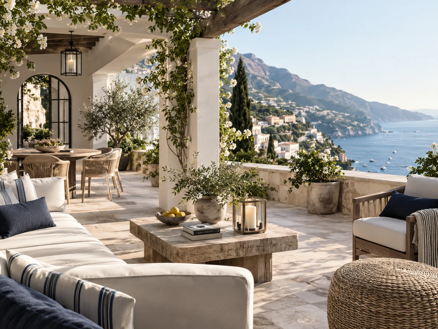 Terrazza mediterranea di una struttura premium con vista panoramica sul mare
